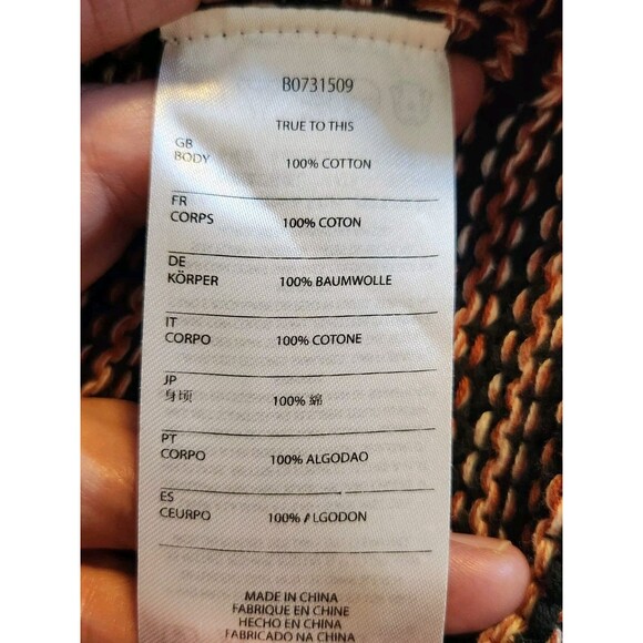 Volcom Women's Small Open Cardigan Sweater Rust Black Stripe Waterfall Hi-Low - Picture 5 of 9